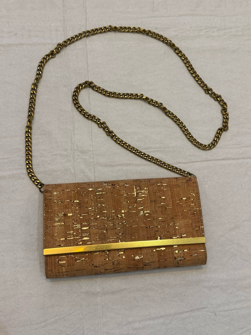 J Crew Gold-Accent Cork Crossbody Bag